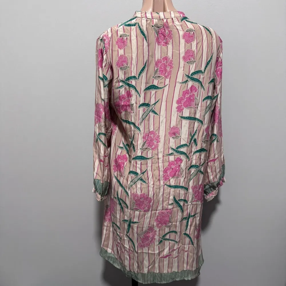 Natalie Martin Isobel Dress Chamomile Rose 100% Silk Pink Green - Image 5