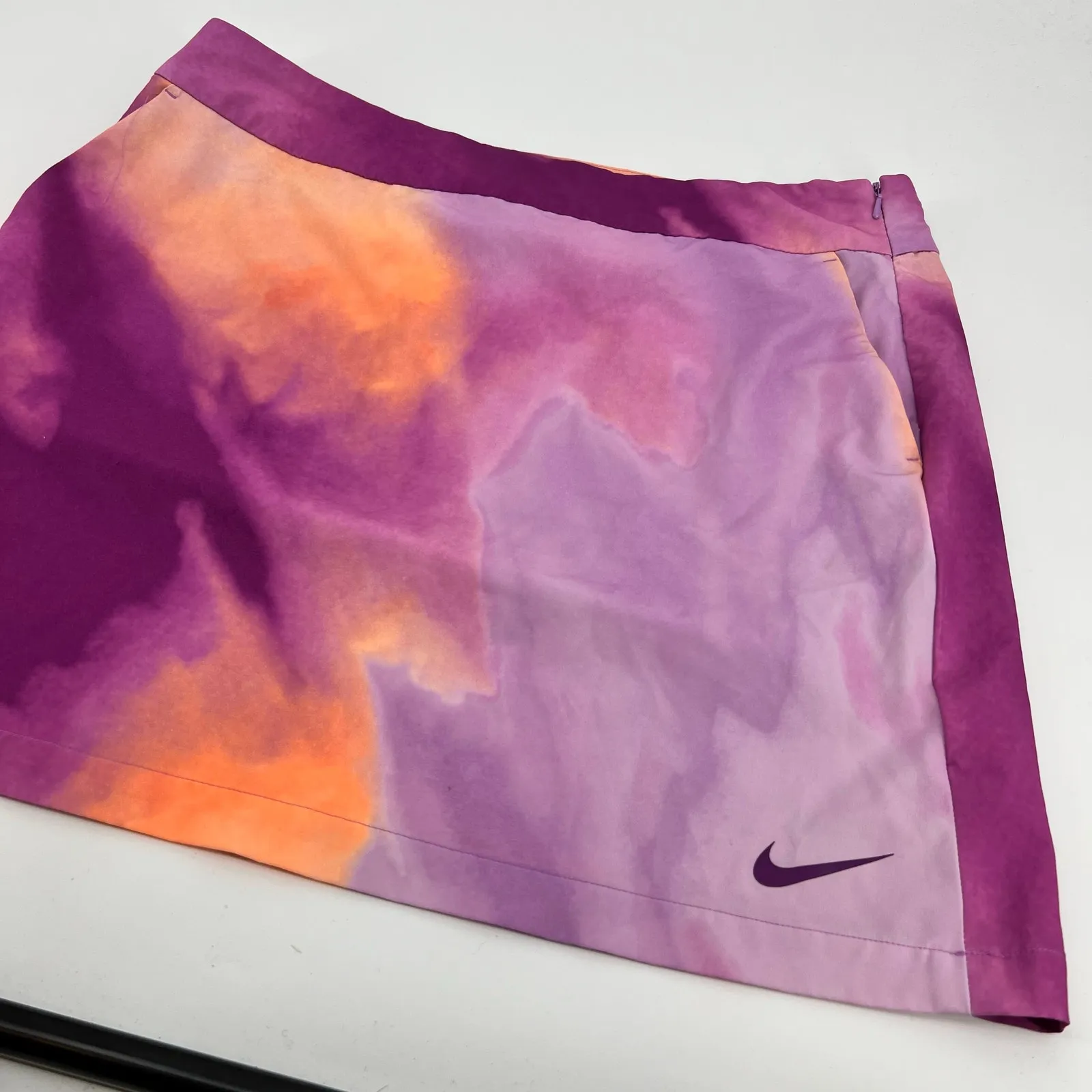 Nike Golf tour performance women dri-fit tie dye purple printed golf skirt sz 10 - Image 8