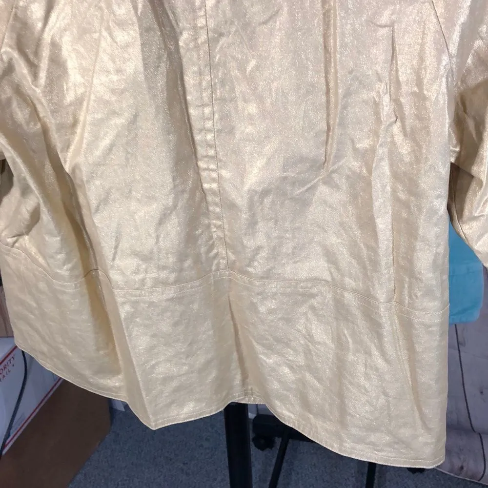 Diane Von Furstenberg Gold Metallic Ramira Cropped Sleeve Blazer 4 - Image 13