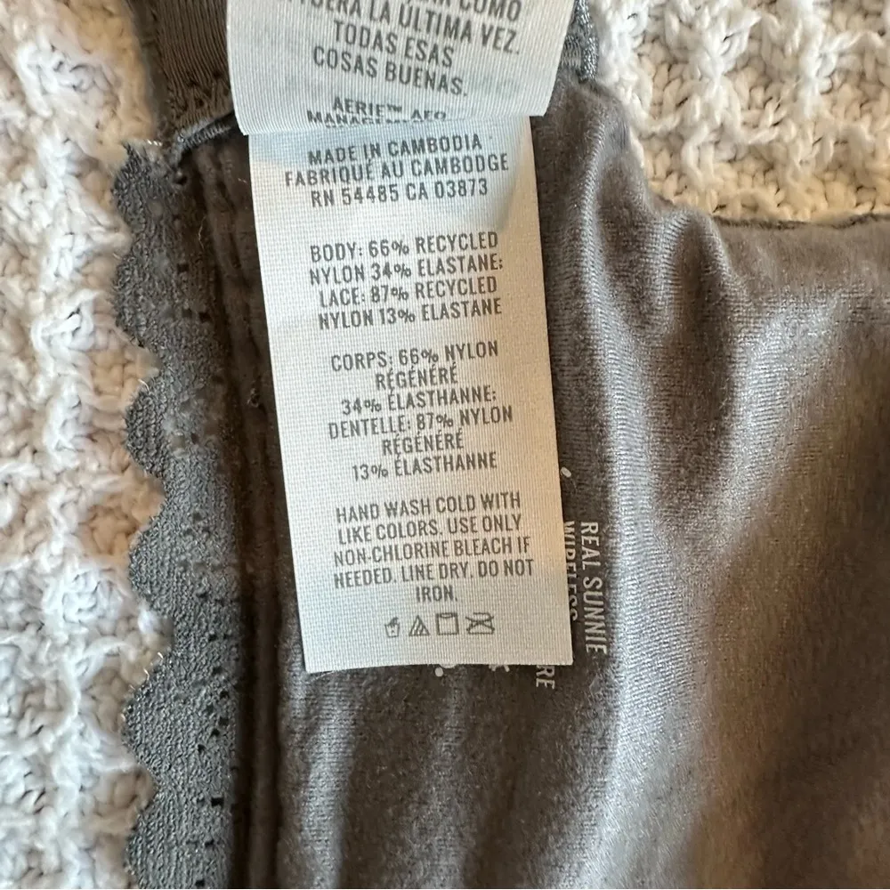 NWT AERIE Real Sunnie Wireless push up bra in grey size 32DD / 32E flower lace - Image 9