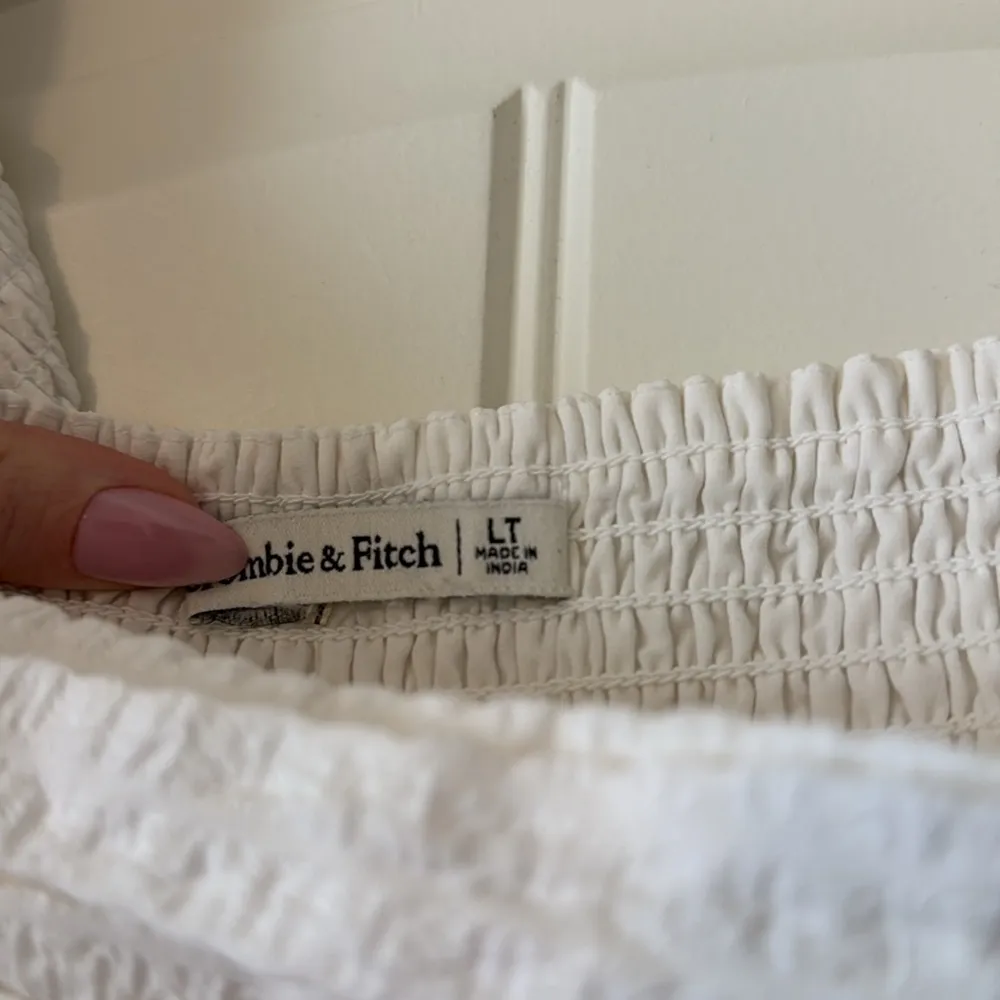 Abercrombie & Fitch White Puff Sleeve Off the Shoulder Short Mini Dress - Image 4