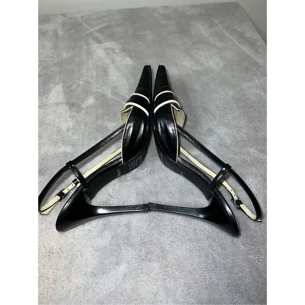 Franco Fortini Women’s Super Point  Heels 6 Cream/Blk - Image 4