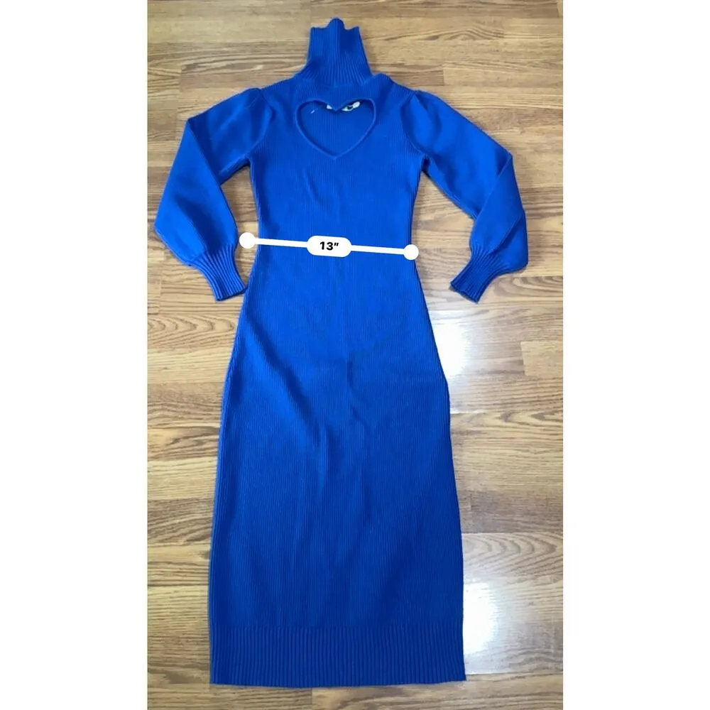 FARM Rio cobalt blue Heart Neckline Blue Knit Dress size XS - Image 5