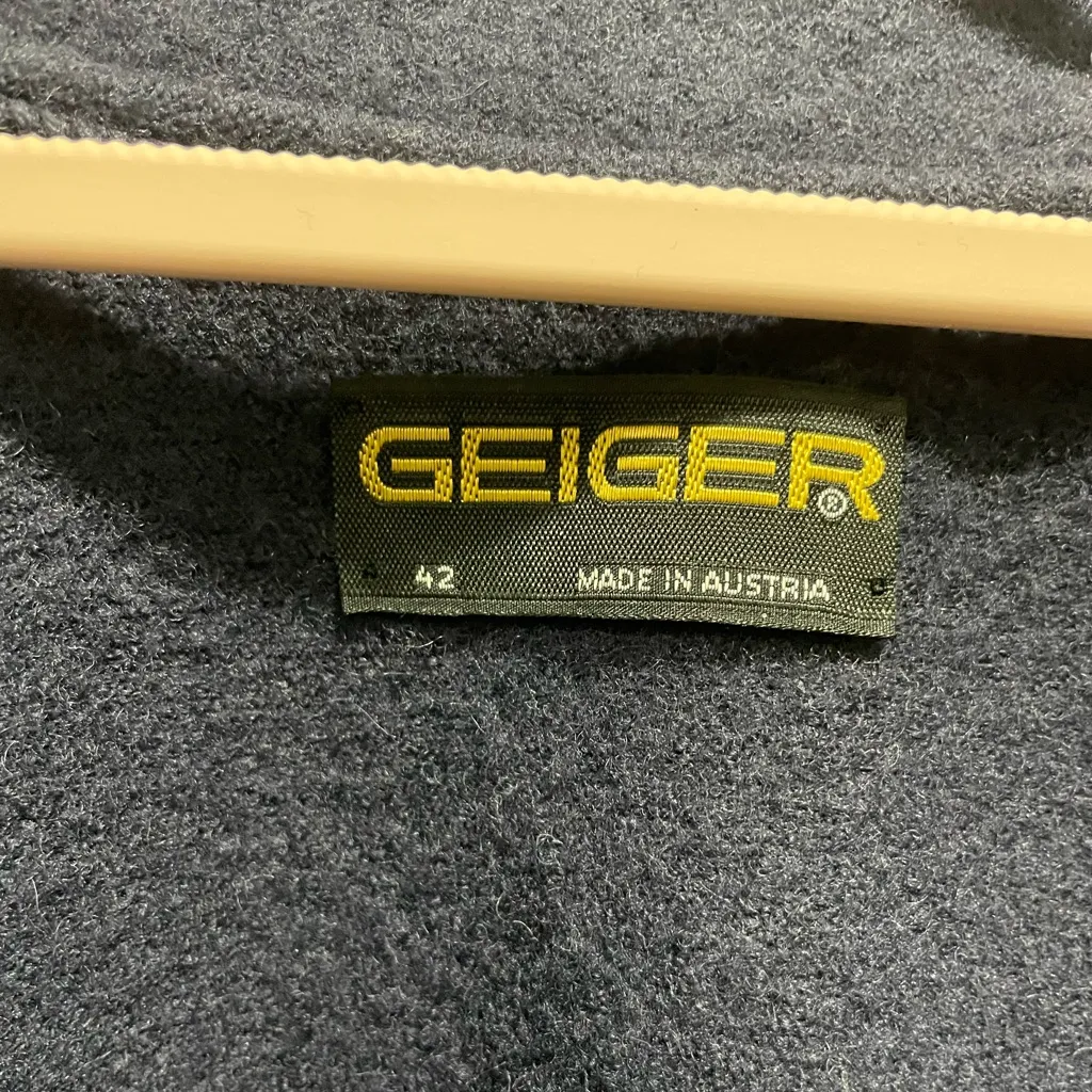 Geiger of Austria Boiled Wool Puff Sleeve Blazer Coat Navy Size 42 Vintage Blue - Image 3