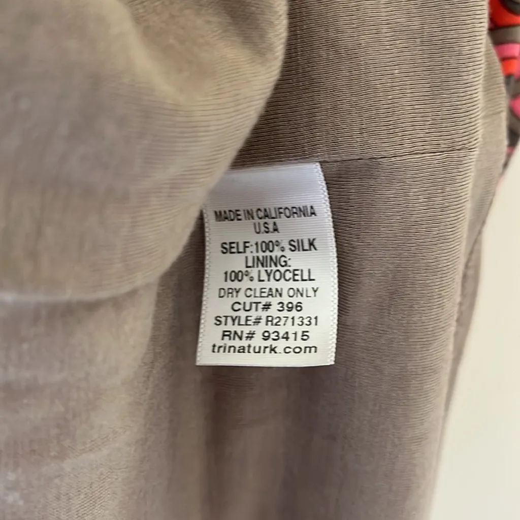 Trina‎ Turk Size 2 Silk Geometric Pink & Red Thin Strap Mini Dress - Image 8