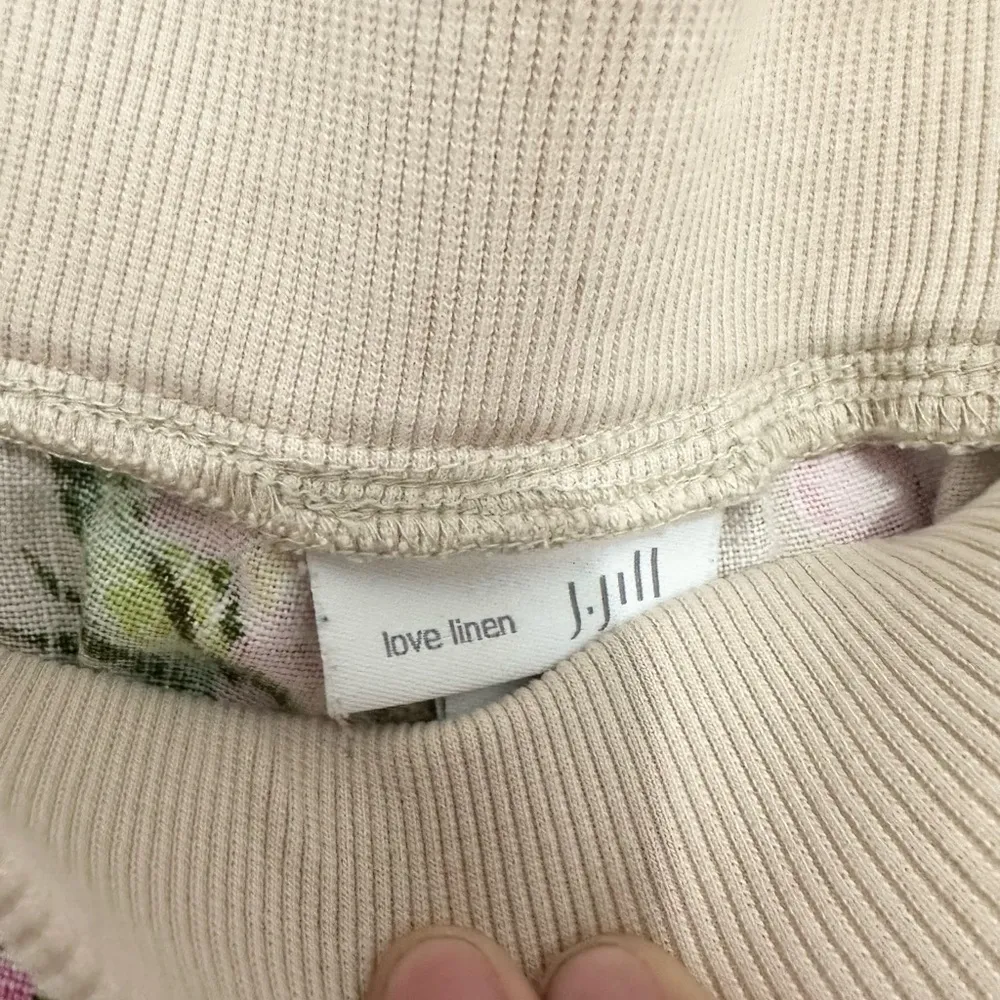 J Jill love linen wide leg pants floral elastic pull on size medium boho Green - Image 2