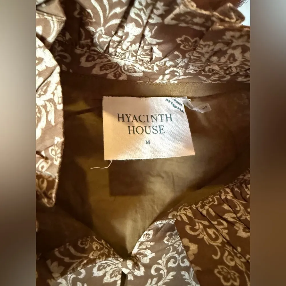 Hyacinth House Russell Mini Dress M NWT Cotton Moss Floral Ruffle Cottagecore - Image 6