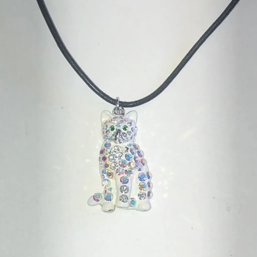 Kirks Folly Sparkling Rhinestone Cat Pendant Necklace Black - Image 2