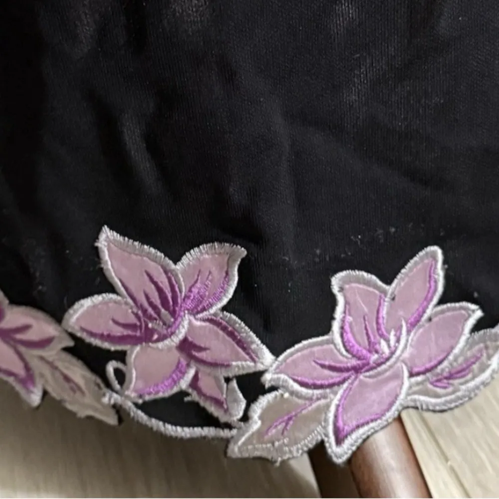 Adrianna Papell Black Strapless dress gown black floral flaw - Image 3