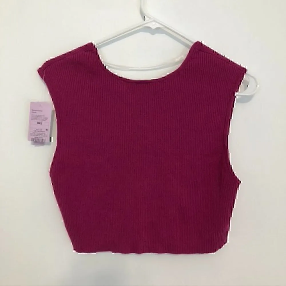 NEW NWT WILD FABLE Ribbed Twist Crop Top Magenta Pink Purple Cropped Y2K Tank - Image 10