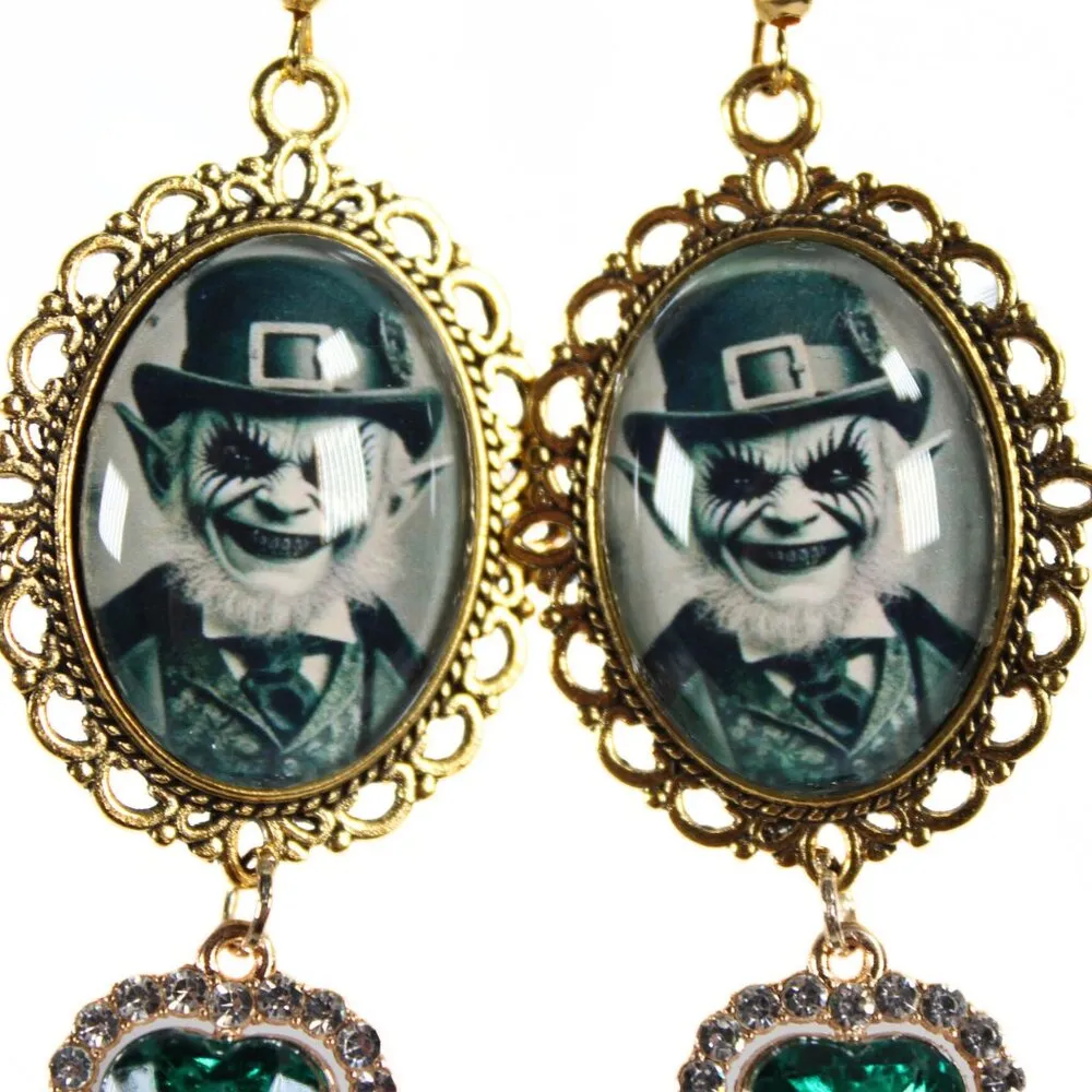 Gothic Victorian "The Sinister Shamrock" Goth Leprechaun Earrings St Patrick's - Image 4