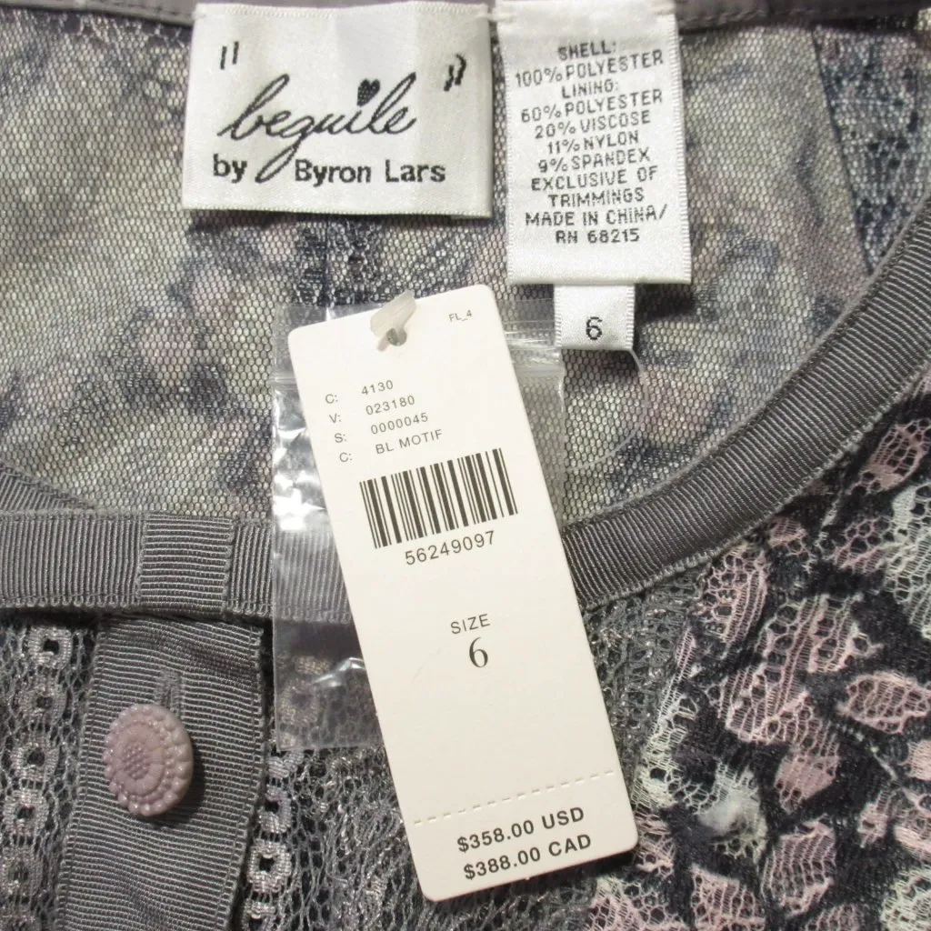 NWT Anthropologie Beguile by Byron Lars Belleza Lace Belted Sheath Dress 6 Gray - Image 6