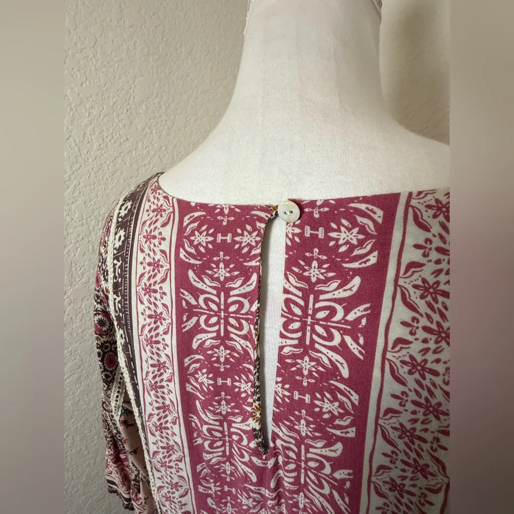 Sundance Mini Dress Womens Floral Patchwork Print‎ Boho Flowy Petite Large - Image 7