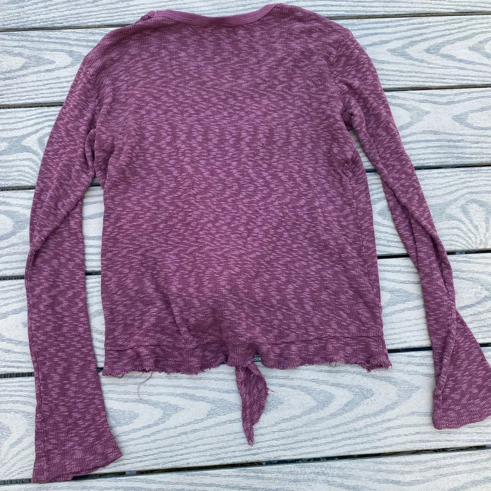 Anthropologie Left of Center Slub Knit purple maroon sweater long sleeve boho - Image 8