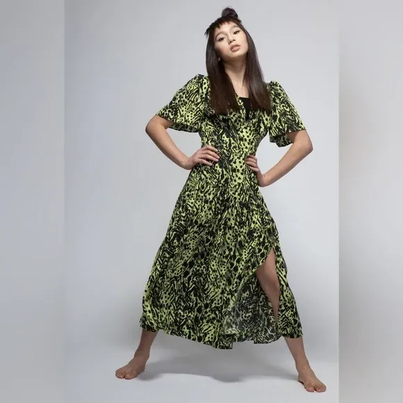 Animal Print Angel Sleeve Midi Dress 2 - Image 4