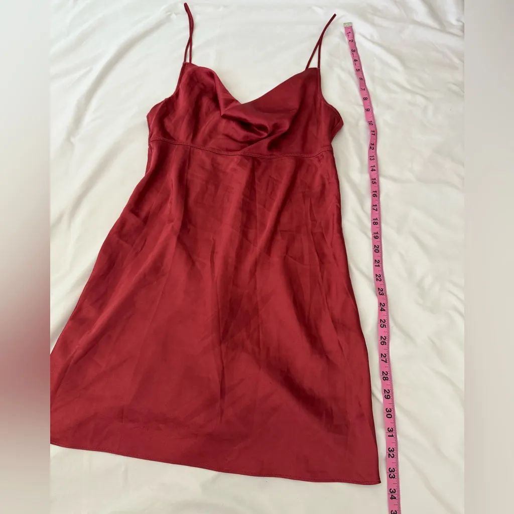 Victoria’s Secret Red Satin Slip Mini Dress Sexy Nightgown Lingerie Cowl Neck M - Image 4