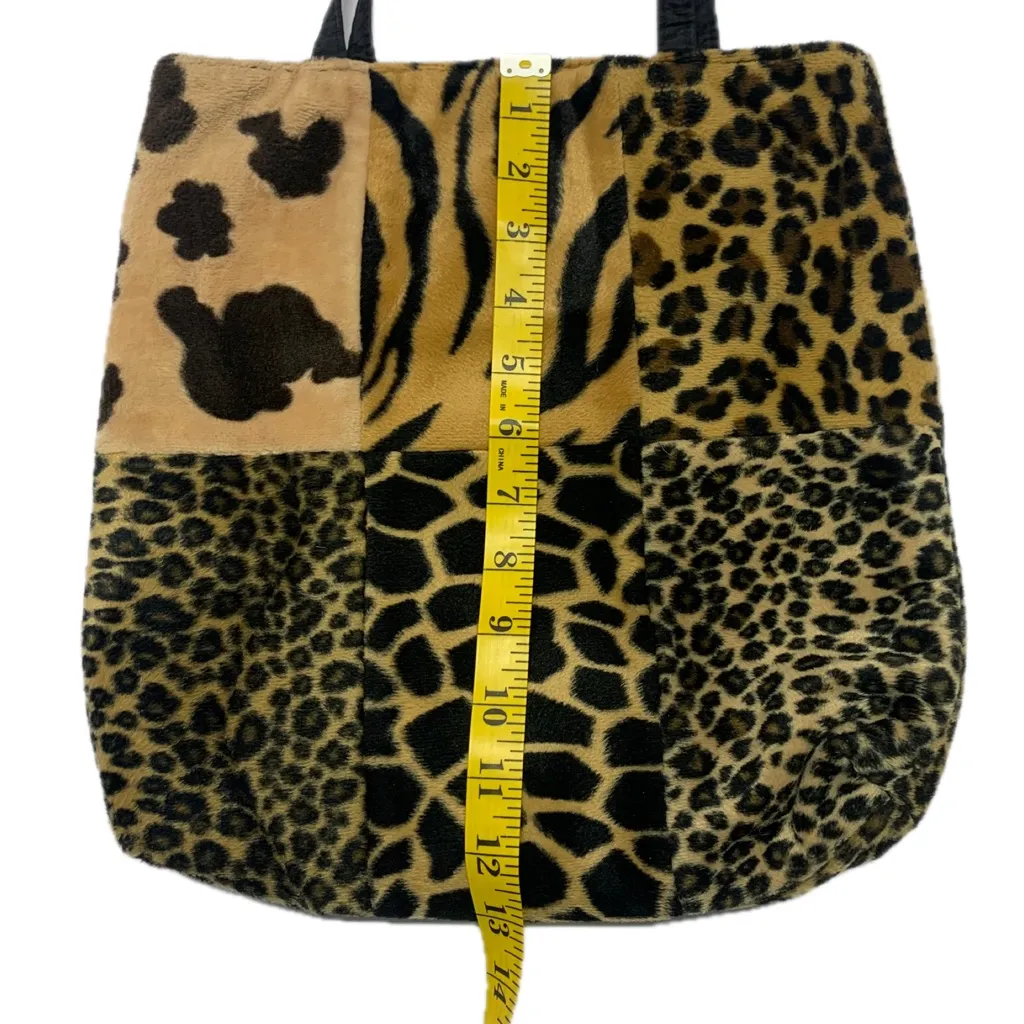 Animal Print Patchwork Tote Bag Tan - Image 11