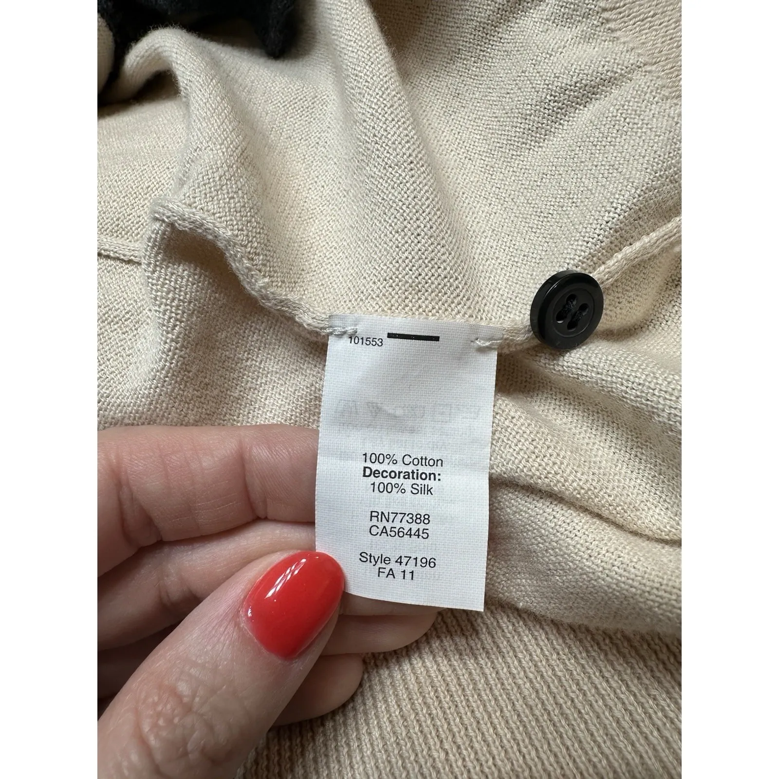 J.Crew Ariana Ruffle Trim Cardigan Heathered Black‎ With Silk Trim Detail Size M - Image 5