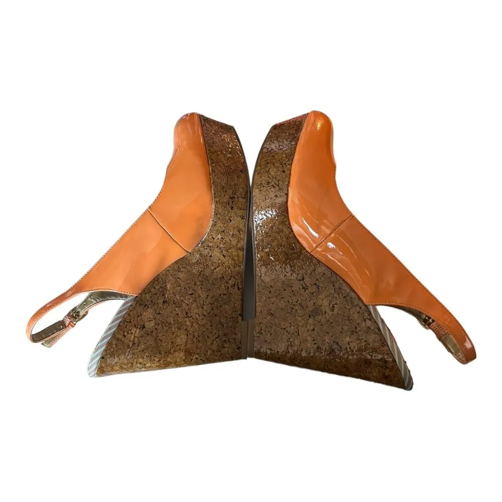 Sam Edelman Mallory Cork Wedge orange slingback size 7.5 - Image 9
