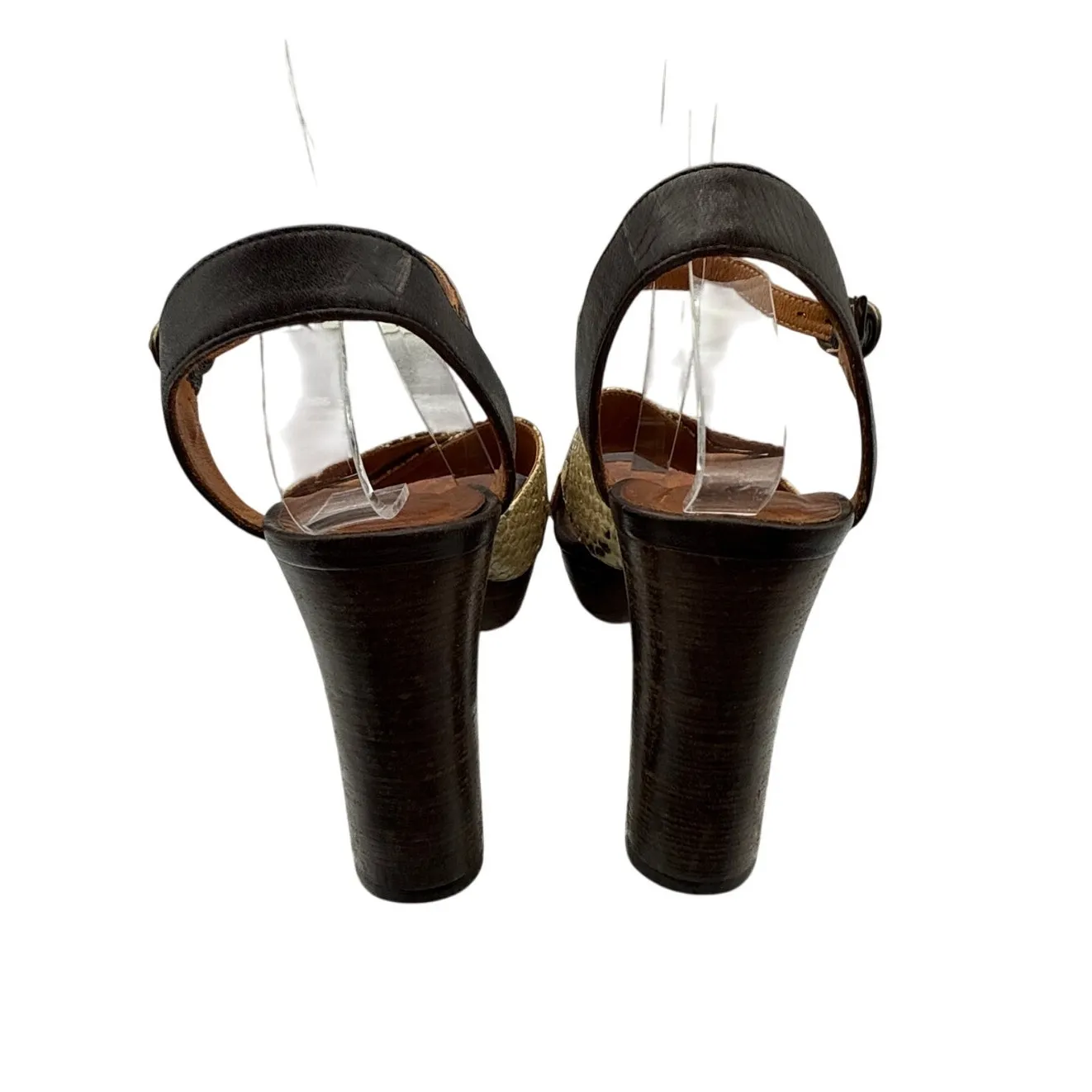 Chie Mihara Cafra High Heel Platform Sandal in Snake Print Size 38.5/ 8.5 Brown - Image 4