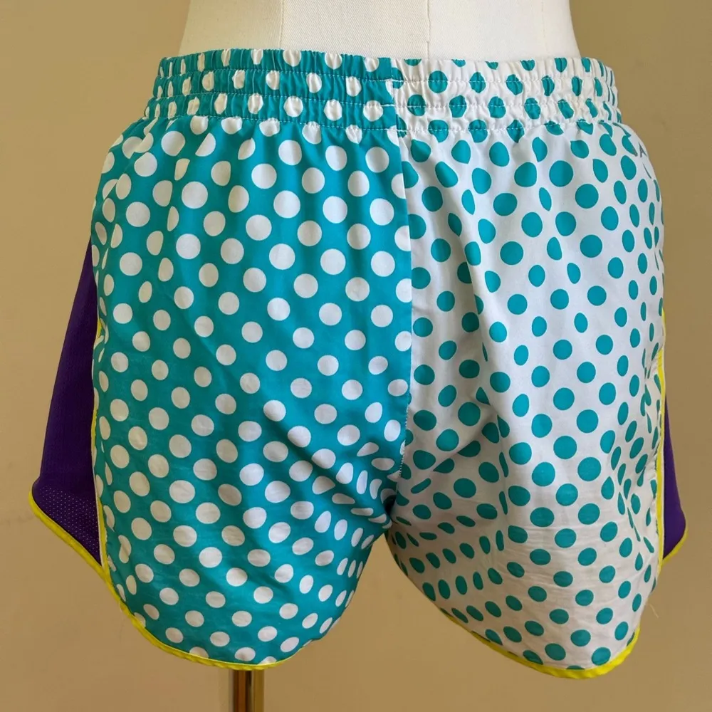 White & Blue Polka Dot Purple Yellow Stripe Dri Fit Elastic Waist Athletic Sz S - Image 4