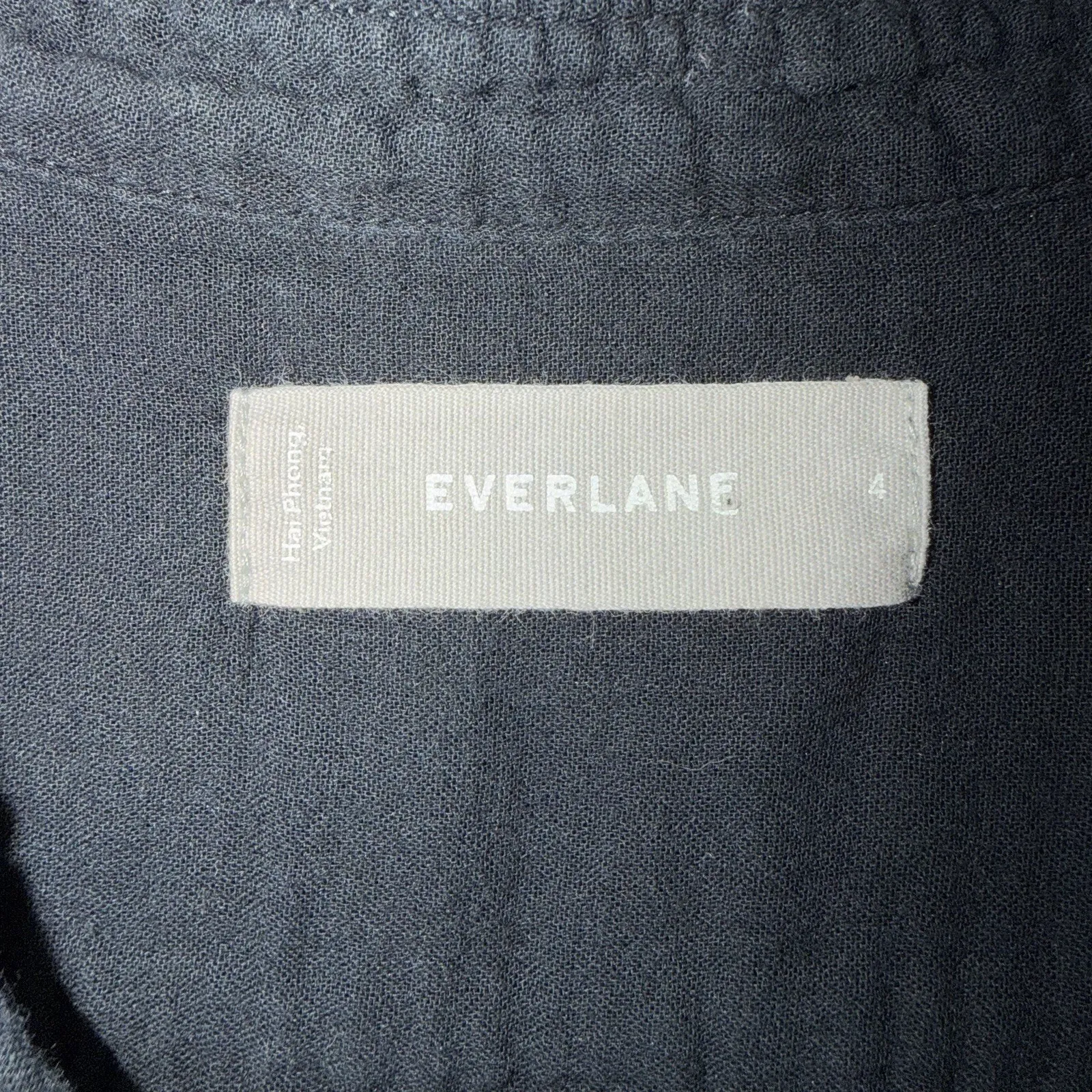 Everlane Women’s The Soft Cotton Gauze Shrunken Blouse Black Size 4 Long Sleeve - Image 5