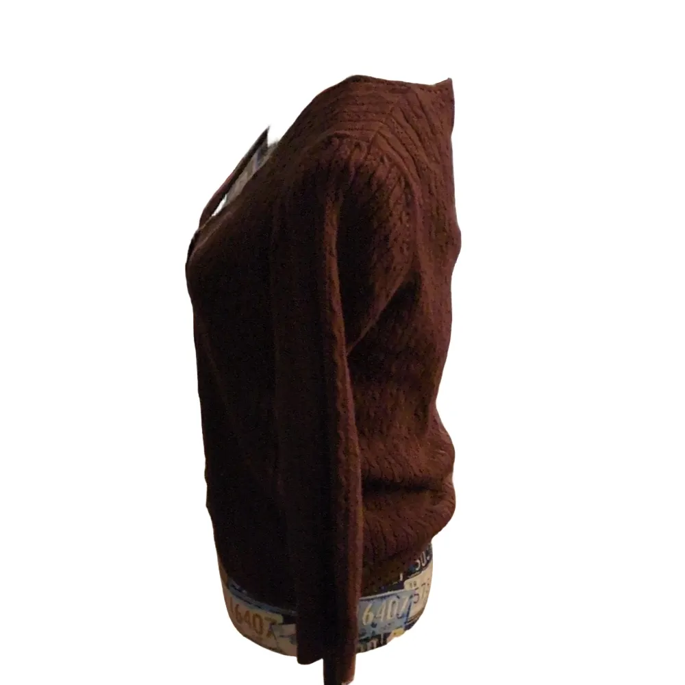 Oscar De La Renta Brown Cable Knit Cardigan Size Medium - Image 6