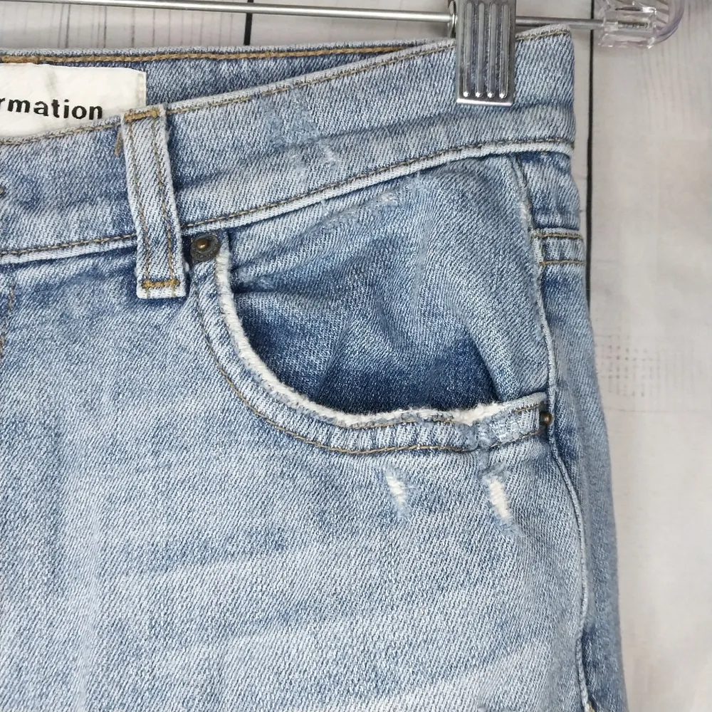 Reformation  Distressed Light Blue High Rise  Skinny Jeans - Image 6