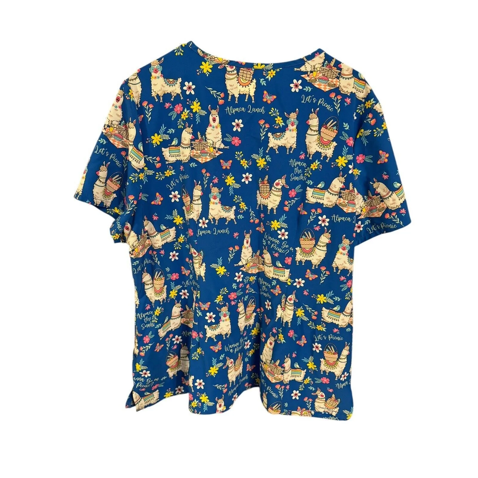Alpaca Picnic Cherokee Scrubs Prints V Neck Top CK678 APPC Size 2XL Medical Vet - Image 2