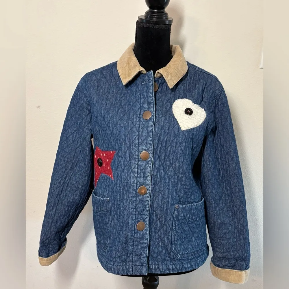 VTG Haiks Size L Quilted Denim Blue Jean Chore Coat Country American Corduroy​​ Size L - Image 3