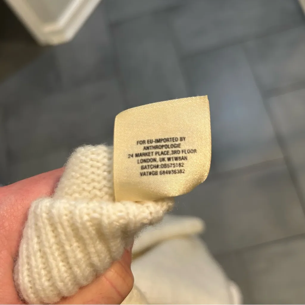 Anthropologie Moth Marina Kimono Sleeve Keyhole Back Sweater in Cream - Image 5