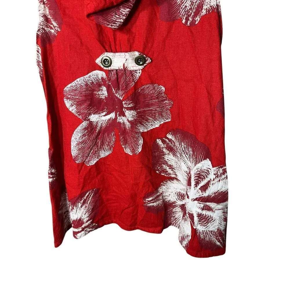 For Cynthia Linen Jacket vest Sleeveless Asymmetric Zip Hooded‎ Size M - Image 9