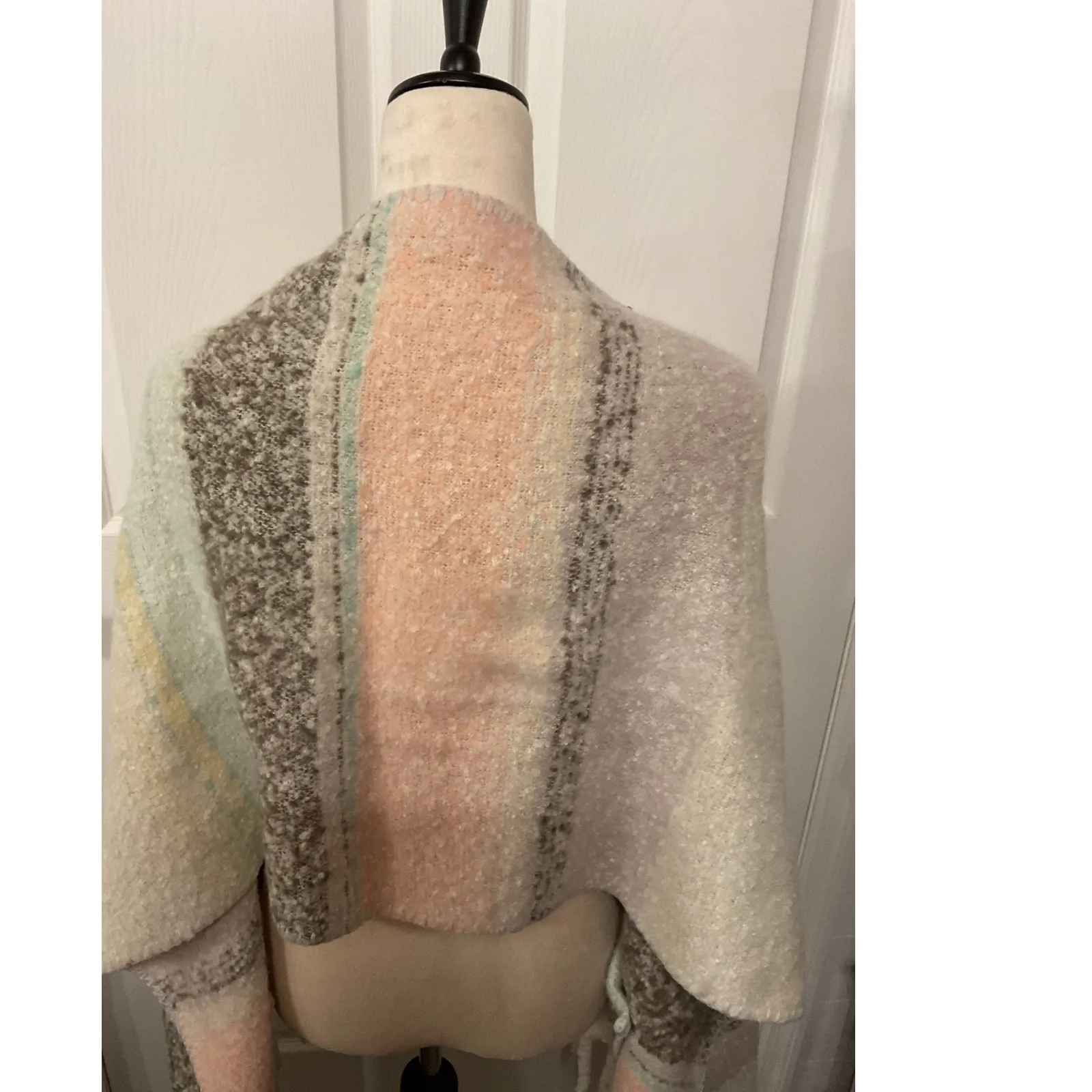 NWT True Craft Ivory Sail Combo Cozy Comfort Striped Fringe Wrap Scarf, OS - Image 3