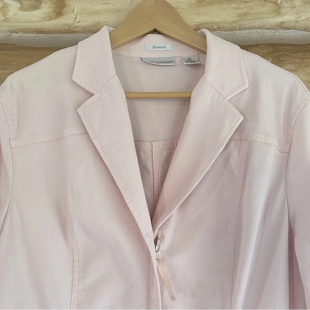 Draper’s and Damon’s baby pink stretch zip front jacket blazer size XL - Image 3