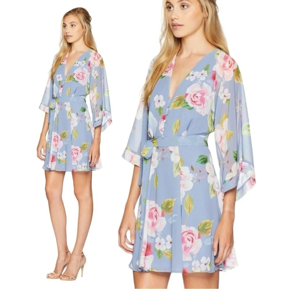 Yumi Kim Sweet Sunrise Dress in Ohana Stone Size Small Floral Periwinkle - Image 3