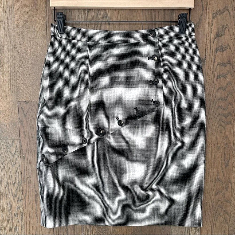 Alexander McQueen Button Detail Herringbone Woven Pencil Skirt Size IT 42 / US 6 - Image 5