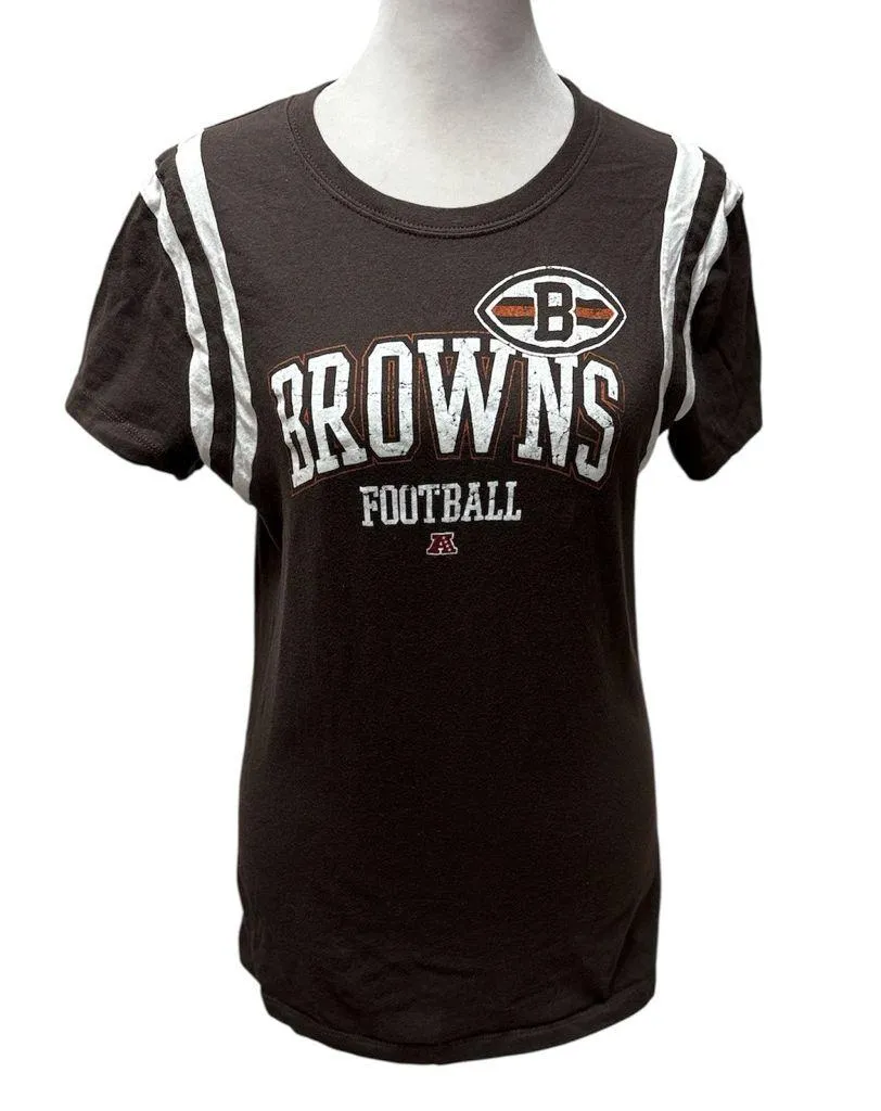 NFL Team Apparel Brown & White Cleveland Browns Football Women's Tee Size Medium - Image 1