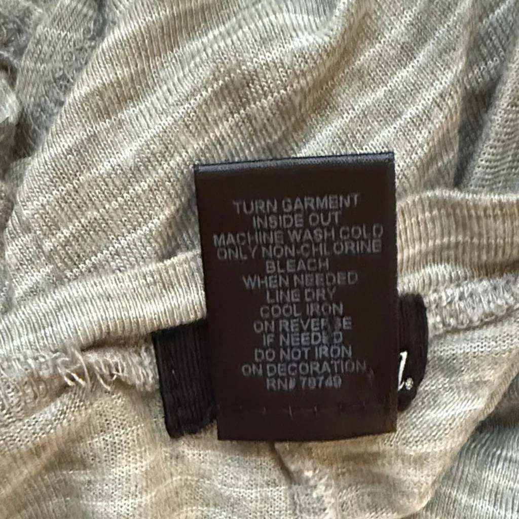 Wet Seal| Casual Striped Olive and White Striped Tank Top with Palm Tree Accent - Image 7