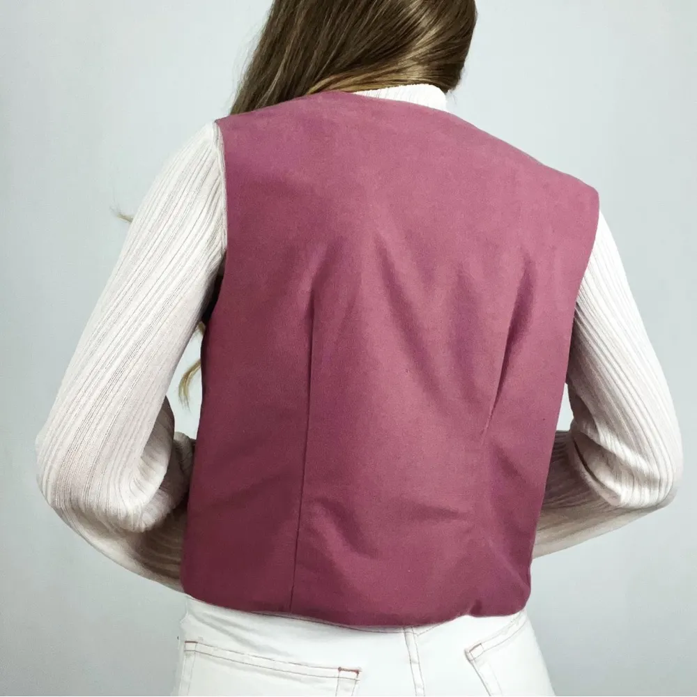 Vintage Faux Suede Vest in Rose Mauve | Size S/M Pink Size M - Image 5