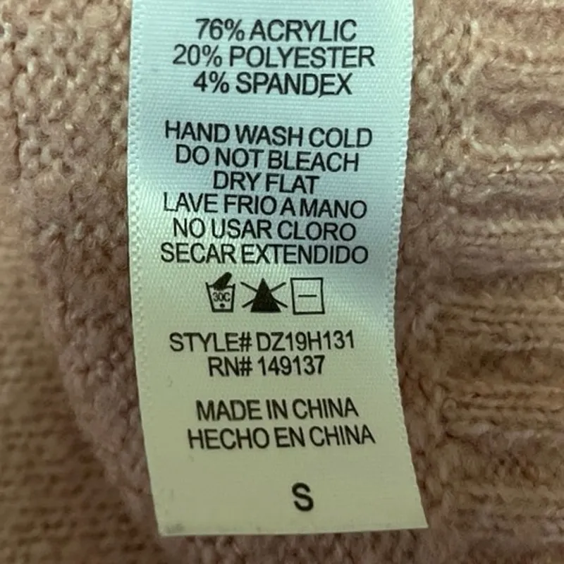 Double Zero Pink Crew Neck Drop Shoulder Ribbed Trim Pullover Sweater Size S - Image 4