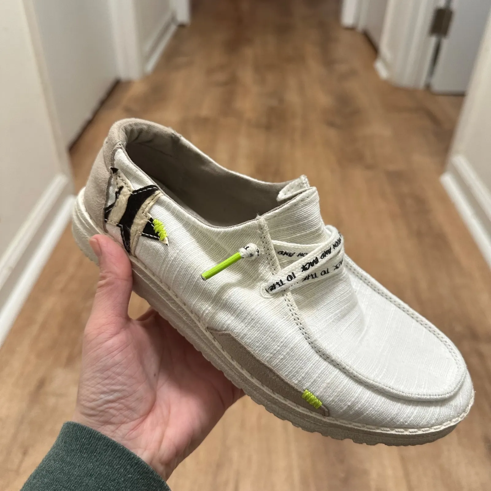 HEY DUDE | Women's White Canvas Wendy Star Graphic Slip On Comfort Shoe, Size 5 - Image 2