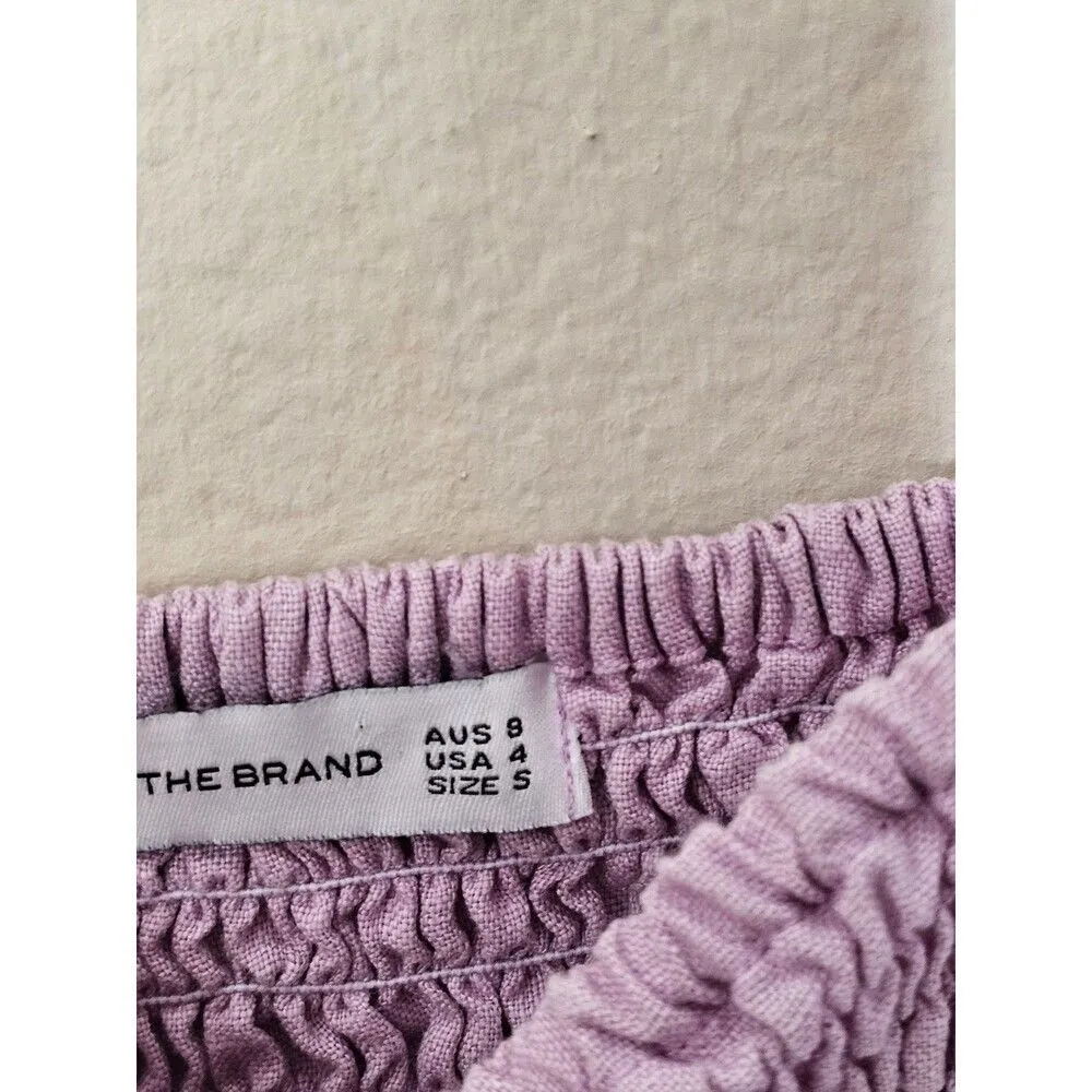 Faithful the Brand Annibelis Linen Mini Dress Lilac Puff Sleeves Size Small - Image 6