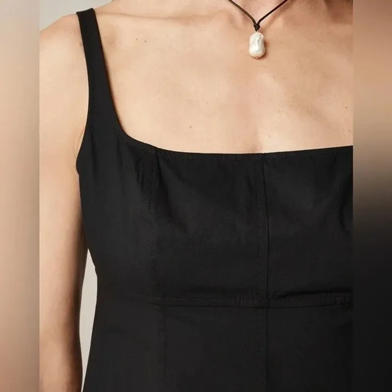 J.Crew Square Neck Seamed Sheath Midi Dress 4 Black NWT Minimalist Old Money - Image 3