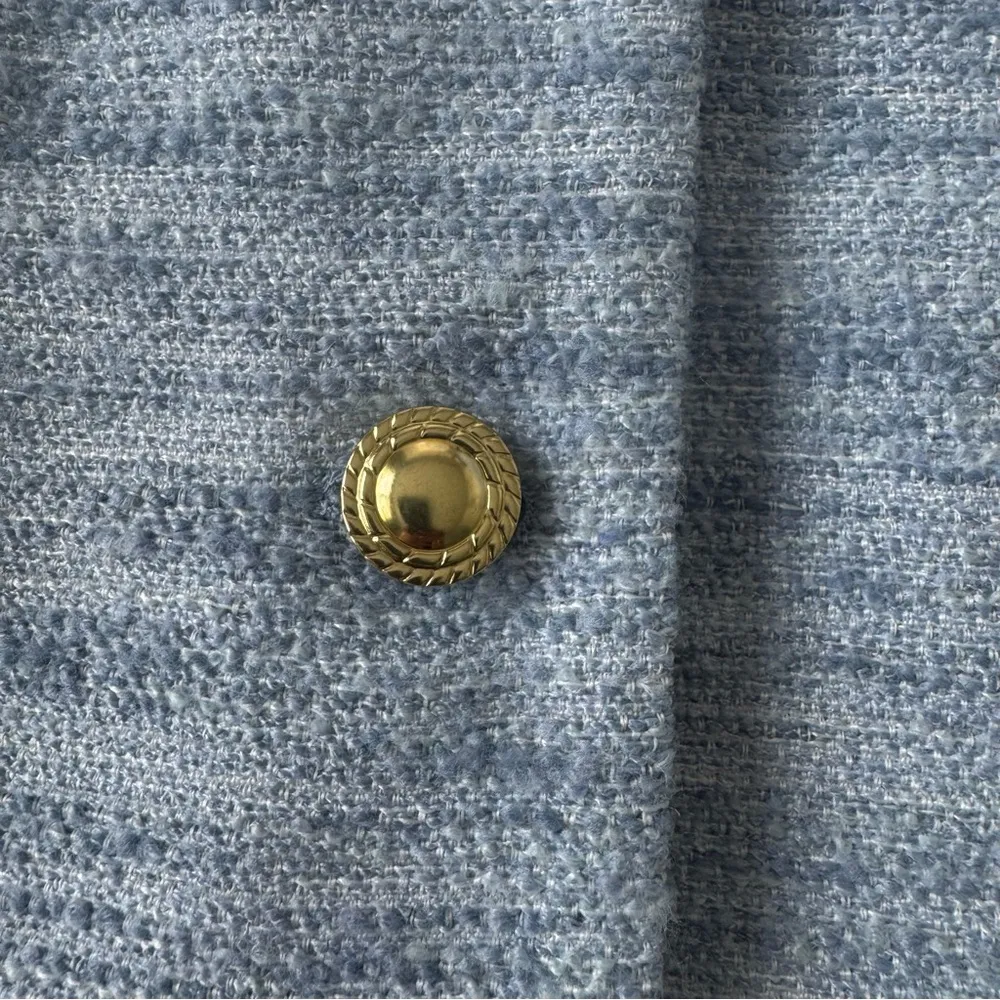 J.Crew Factory Tweed Blue Button Lady Lined Jacket Blazer Size 16 - Image 10