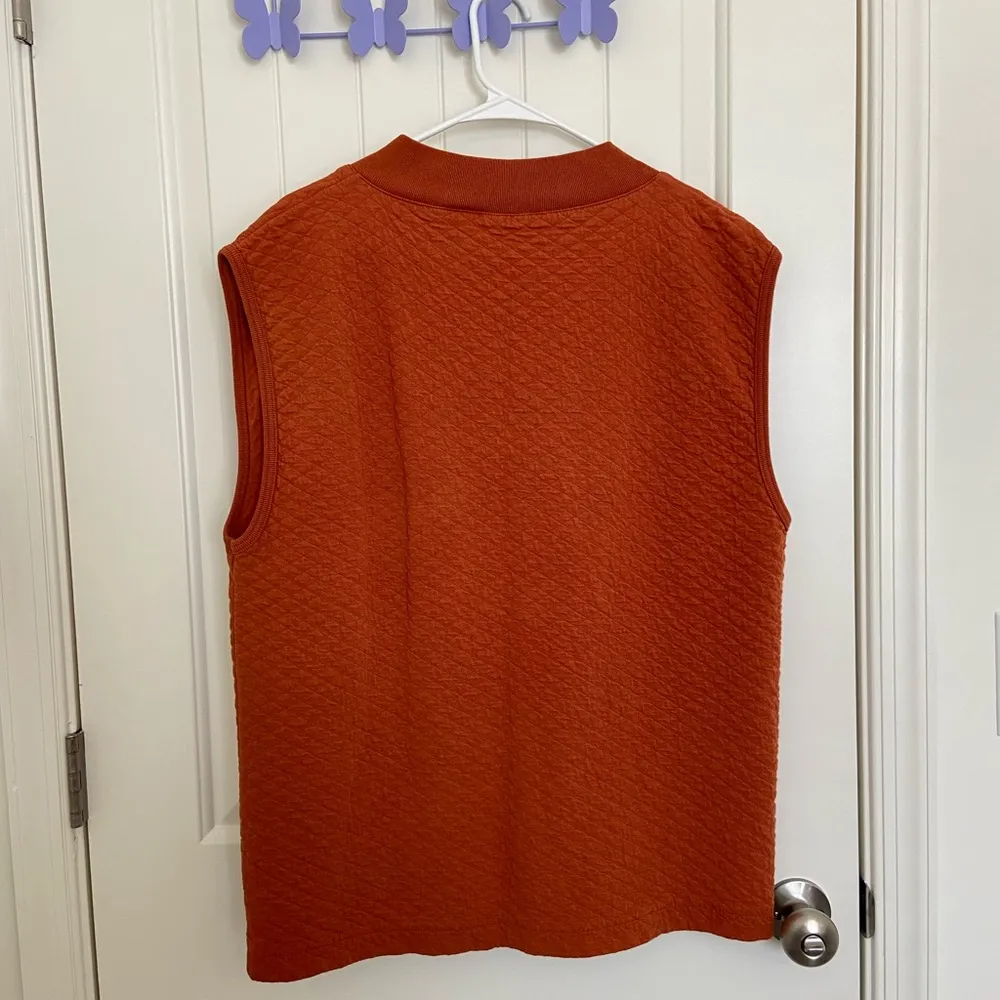 Vintage Cotton Mine women’s‎ cotton quilted stitched fashion button vest medium Orange - Image 6
