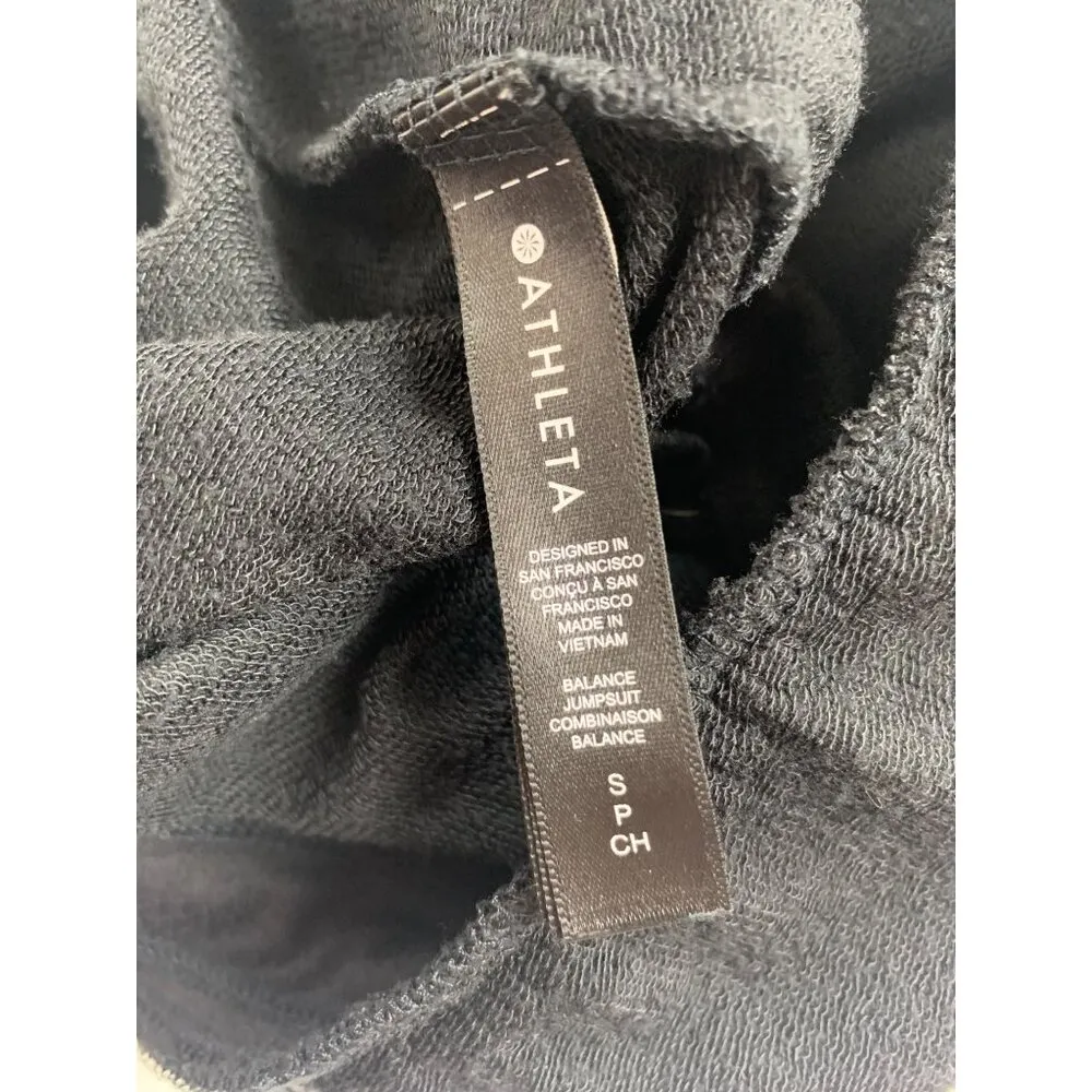 Athleta Womens Black Balance Jumpsuit Size S drawstring waist pockets scoop neck - Image 6