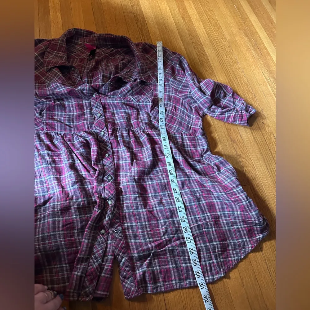 Pink Plaid Xhiliration Snap Flannel, Size 4X - Image 3