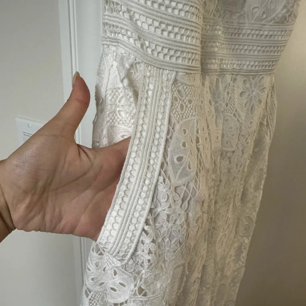 Keepsake White Halter Lace Jumpsuit Size M - Image 8