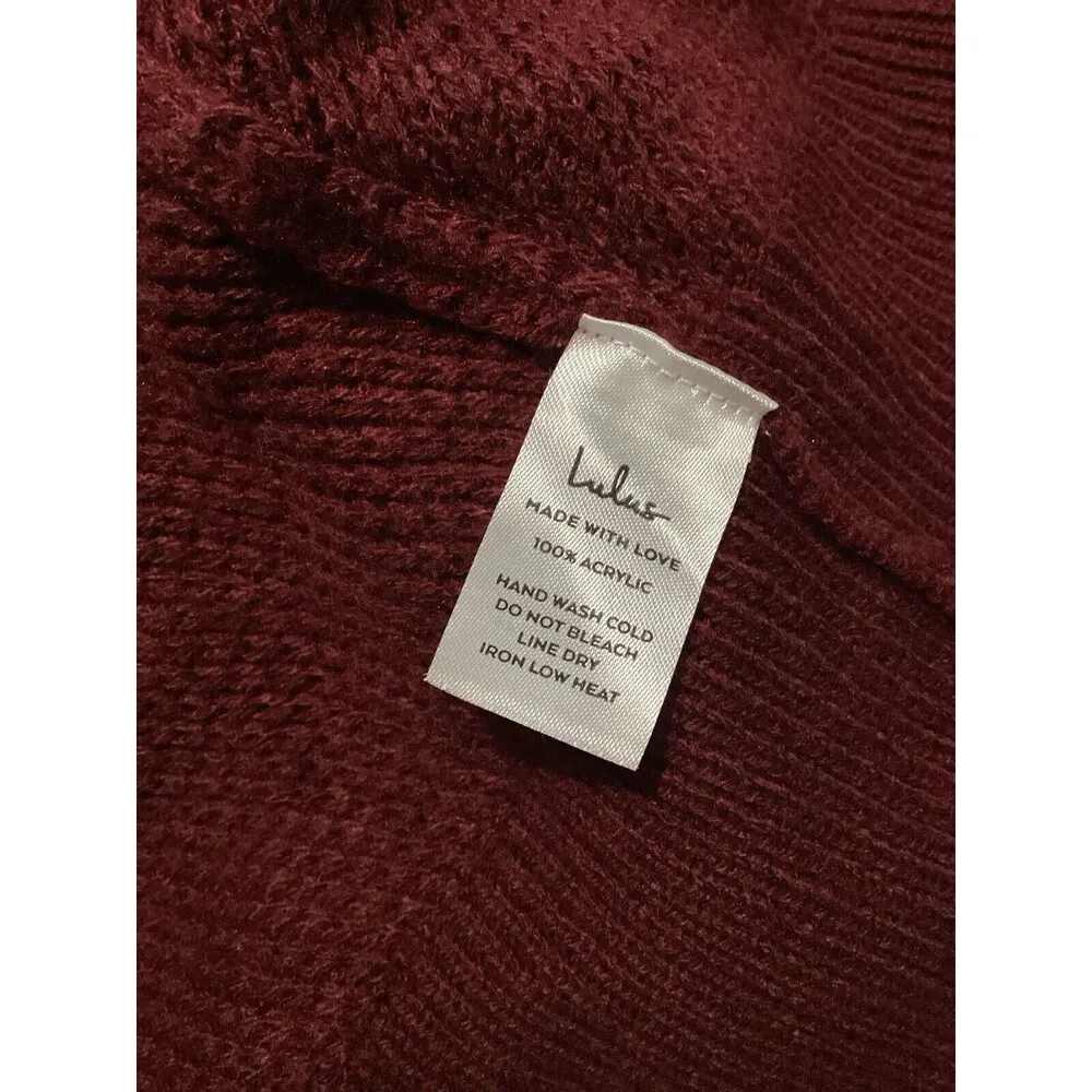 Lulus  Tea Reader Burgundy Red Mini Sweater Dress S Turtleneck - Image 7