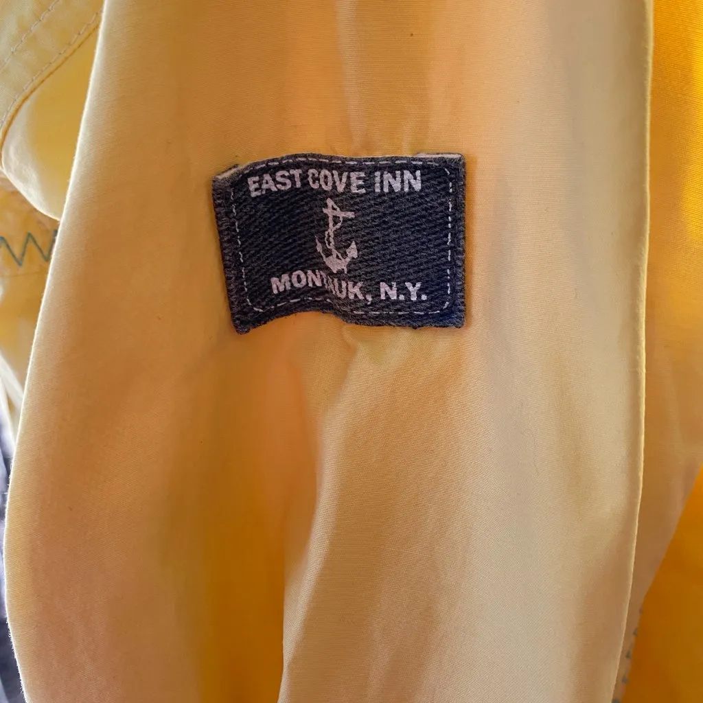 Lands' End yellow and blue lined long sleeve hooded quarter zip jacket women's L - Image 6